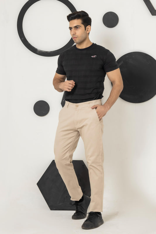 Beige Regular Fit Cotton Pant