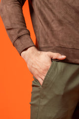 Peridot Green Cotton Pant Regular Fit