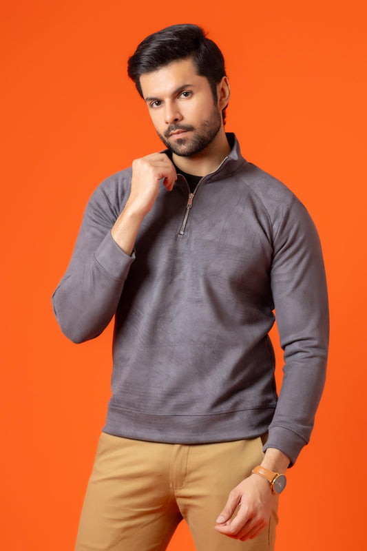 Quartz Grey Imported Suede Scuba Shirt