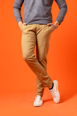Golden Khaki Cotton Pant Regular Fit