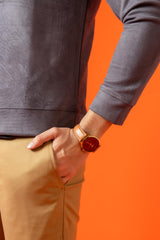 Golden Khaki Cotton Pant Regular Fit