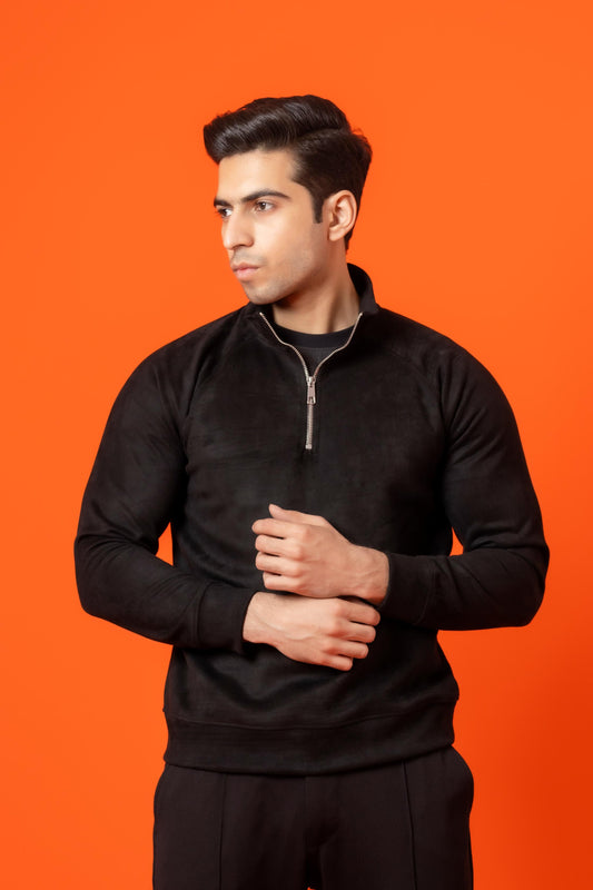 Onyx Black Imported Suede Scuba Shirt