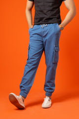 Light Blue Denim Relax Fit Cargo Pant