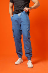 Light Blue Denim Relax Fit Cargo Pant