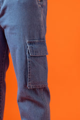 Light Blue Denim Relax Fit Cargo Pant
