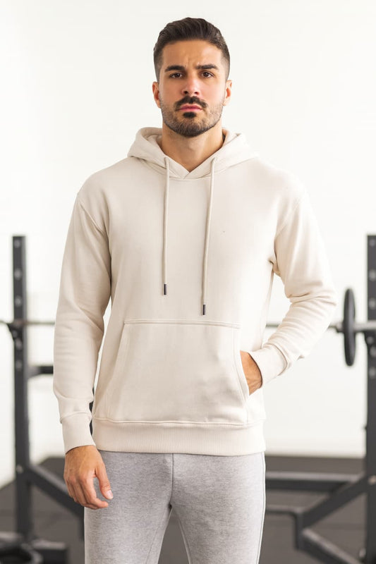 Beige Basic Hoodie for Men