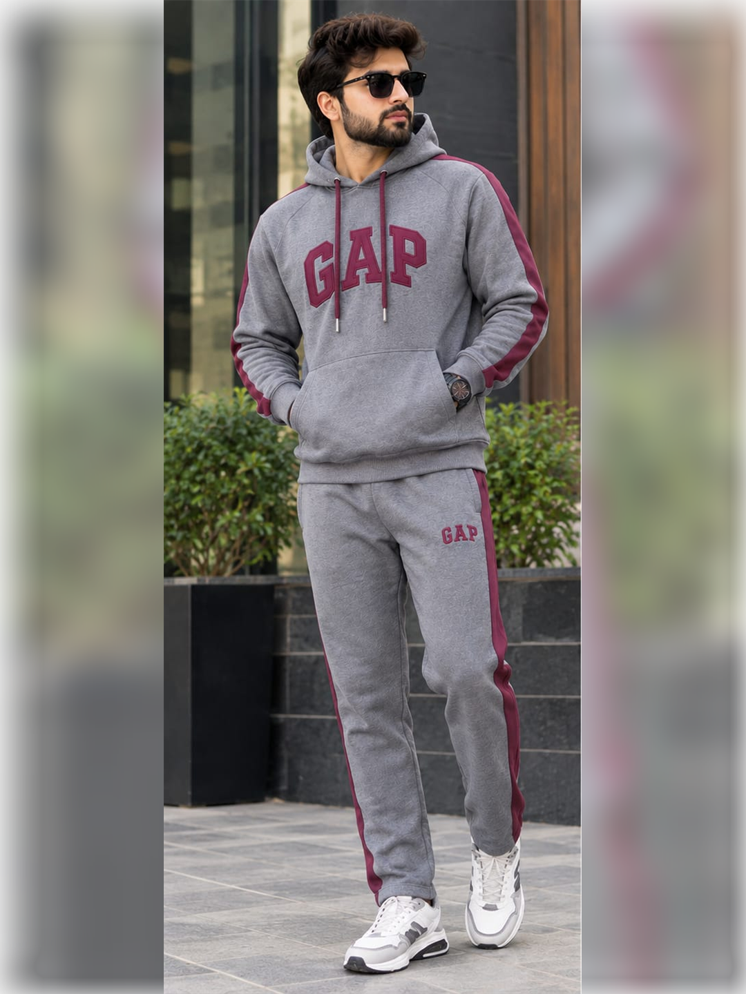 Men’s Grey & Maroon Logo Tracksuit