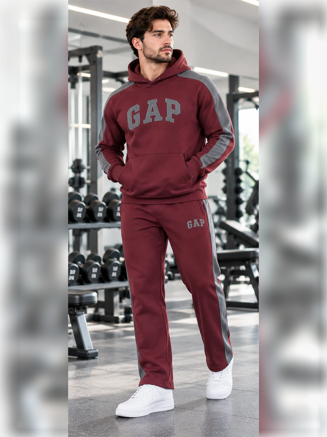 Men’s Maroon & Grey Logo Tracksuit
