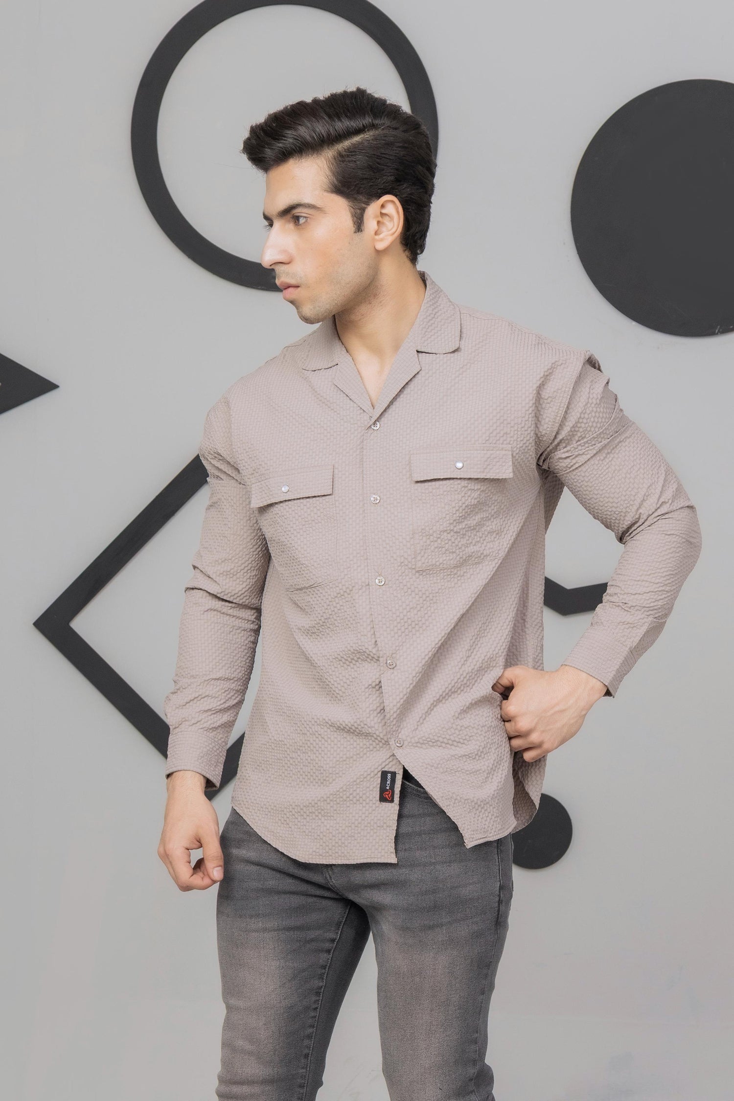 Light Beige Casual Bubble Shirt