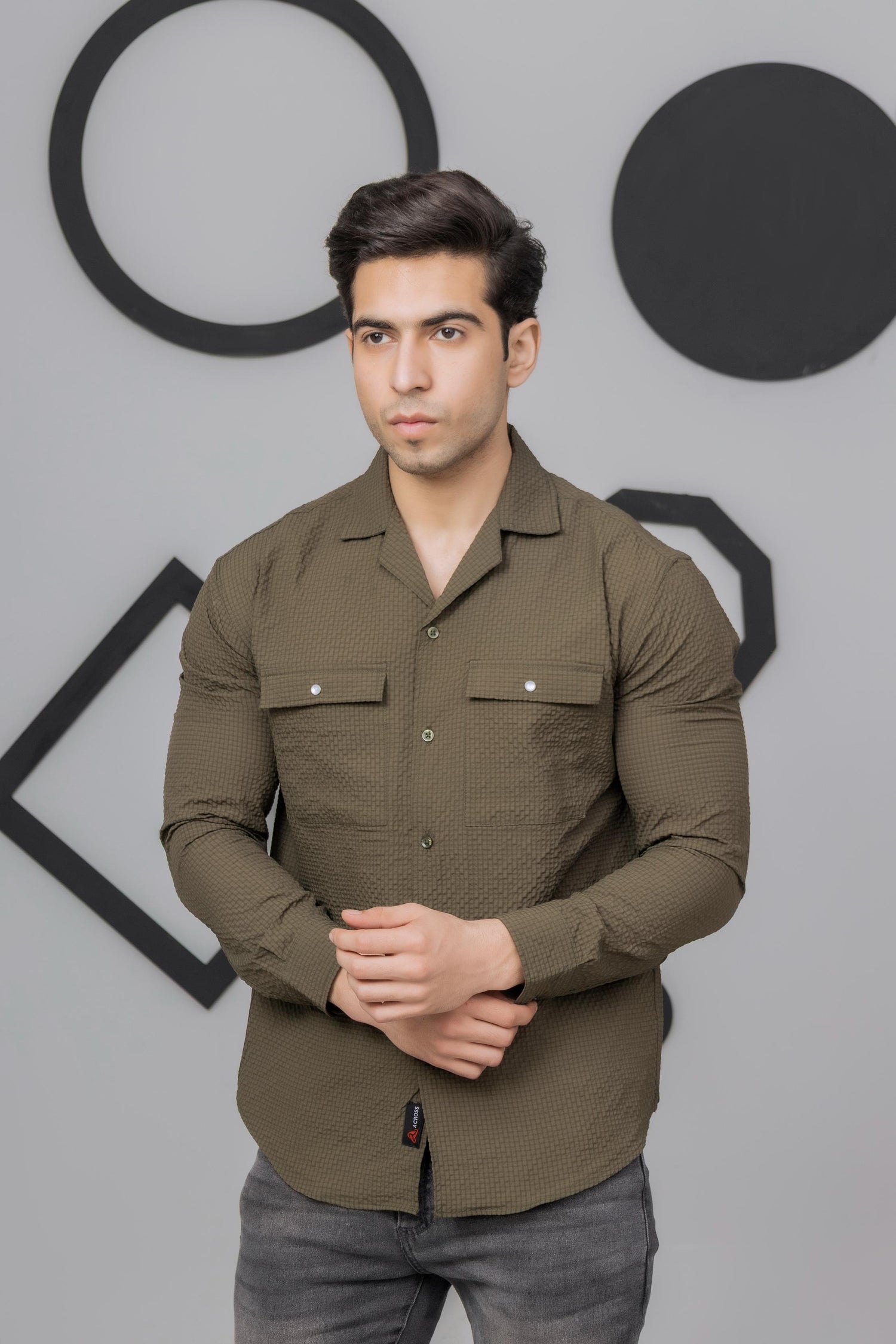 Green Casual Bubble Shirt