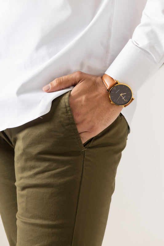 Olive Green Cotton Pant Regular Fit