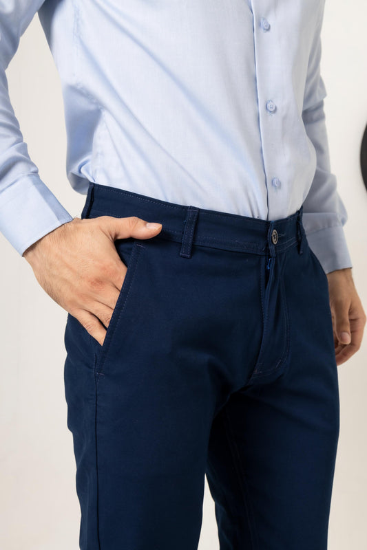 Desire Blue Cotton Pant Regular Fit