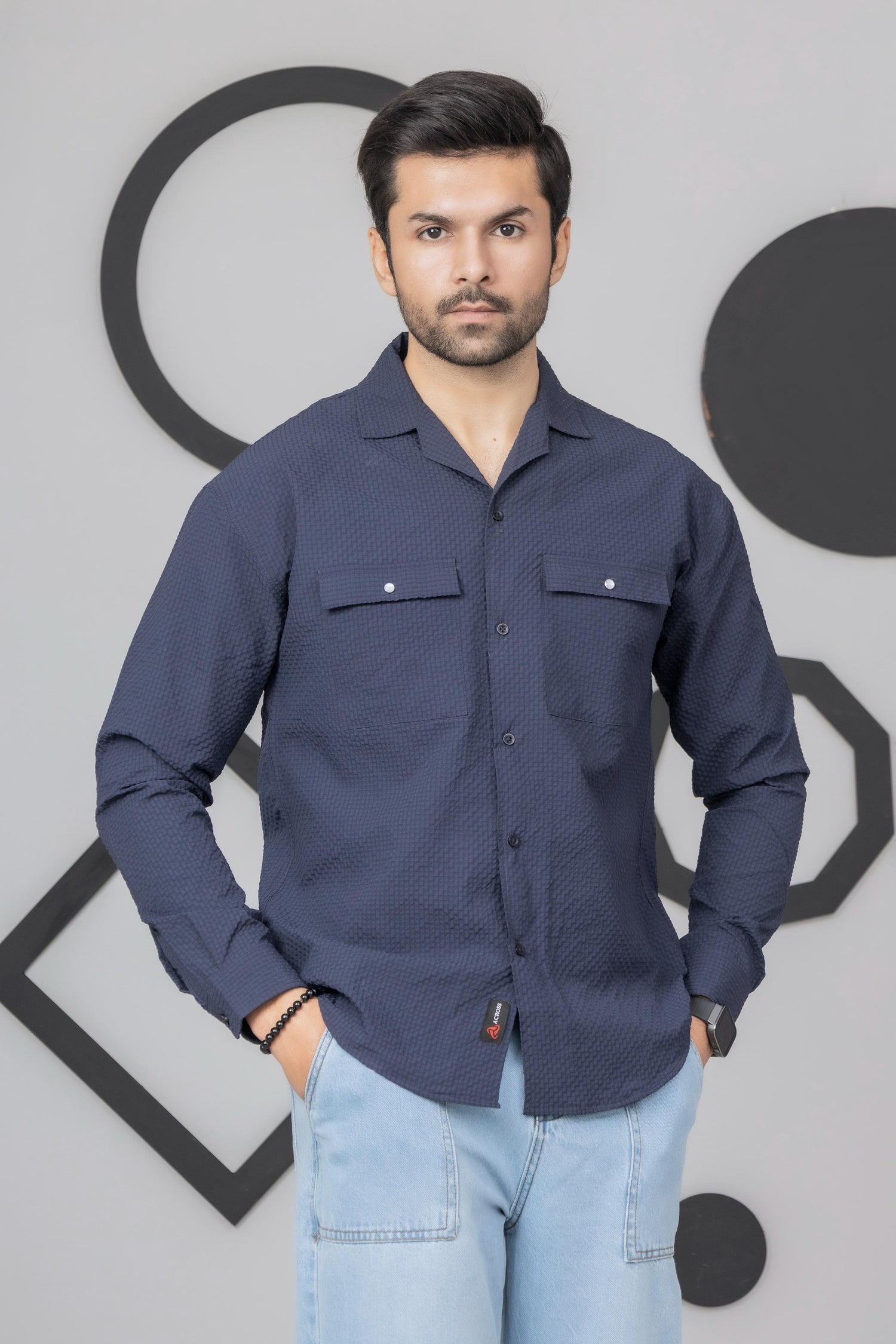 Navy Blue Bubble Shirt