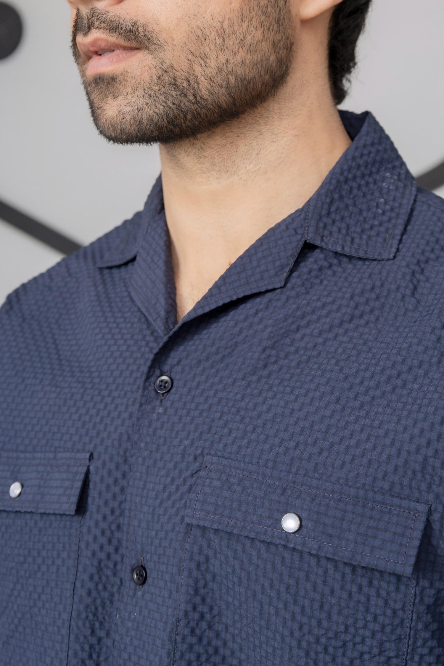 Navy Blue Bubble Shirt