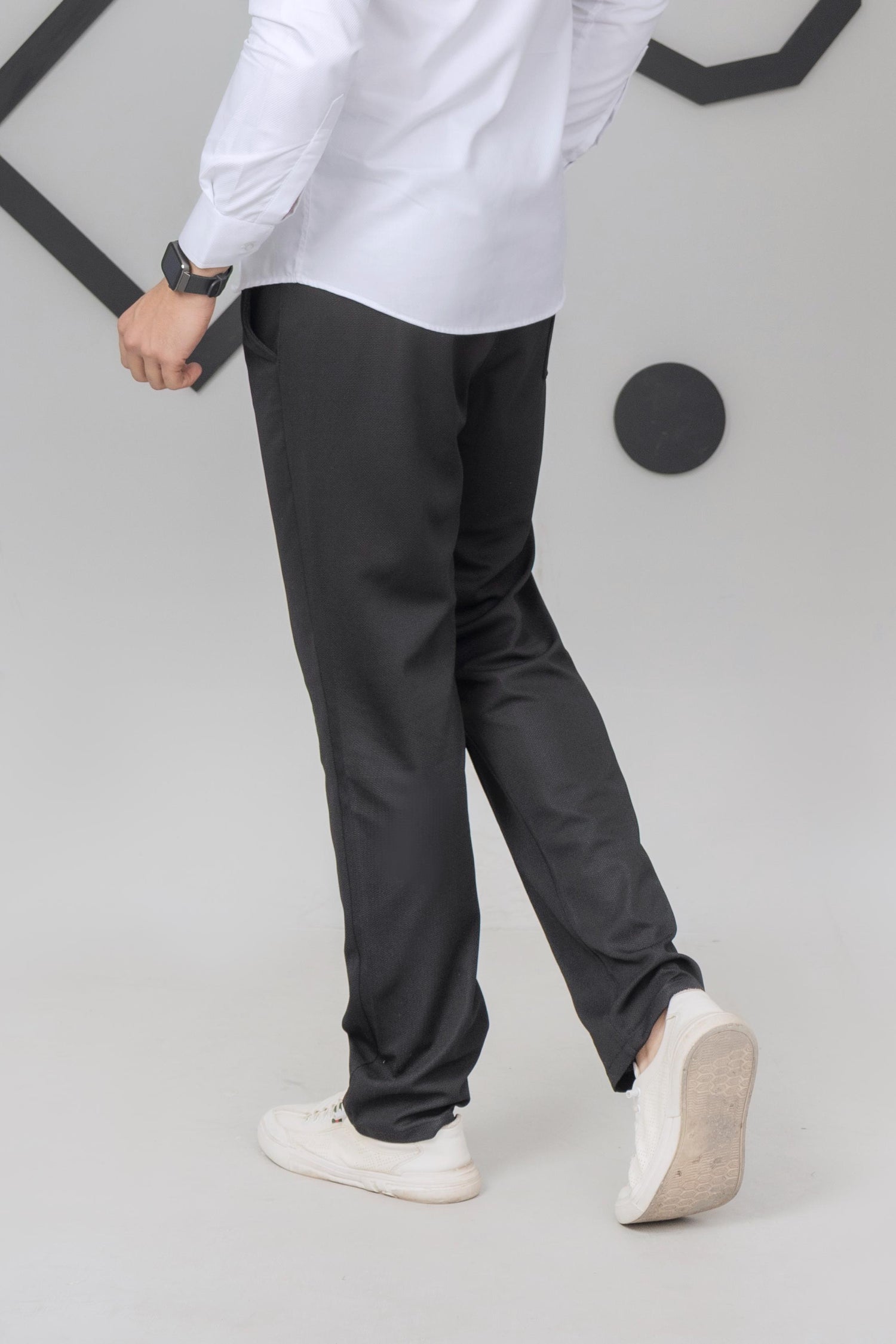 Black Front Plated Trouser