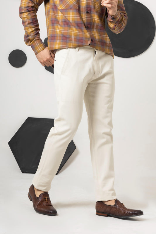 White Sapphire Regular Fit Cotton Pant