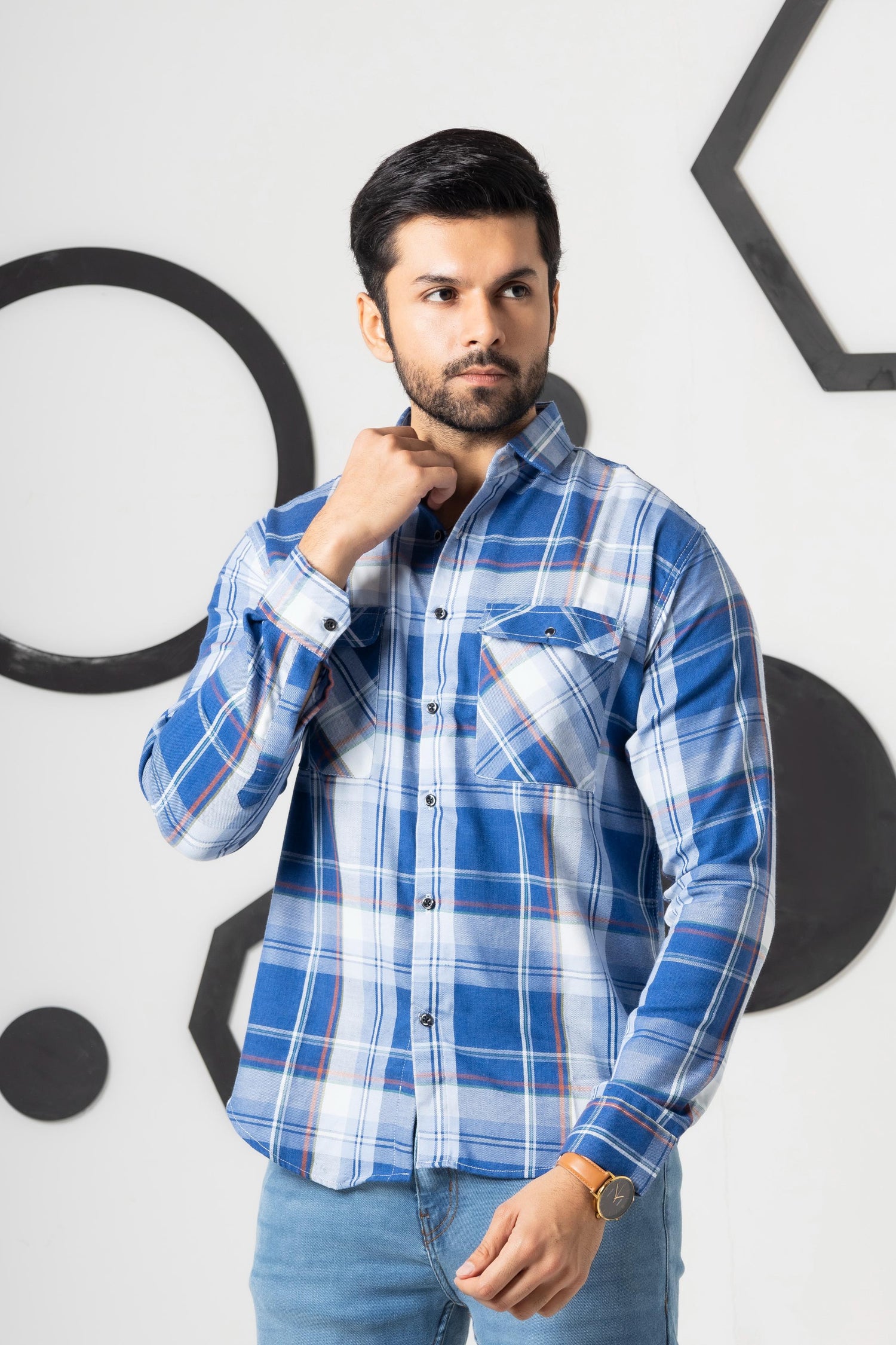 Phoenix Sky White Check Shirt