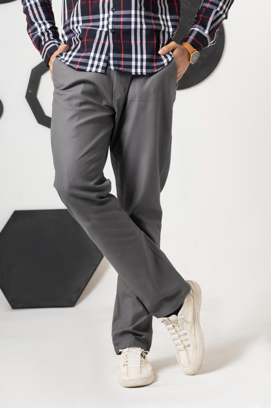 Steel Grey Cotton Pant Relax Fit