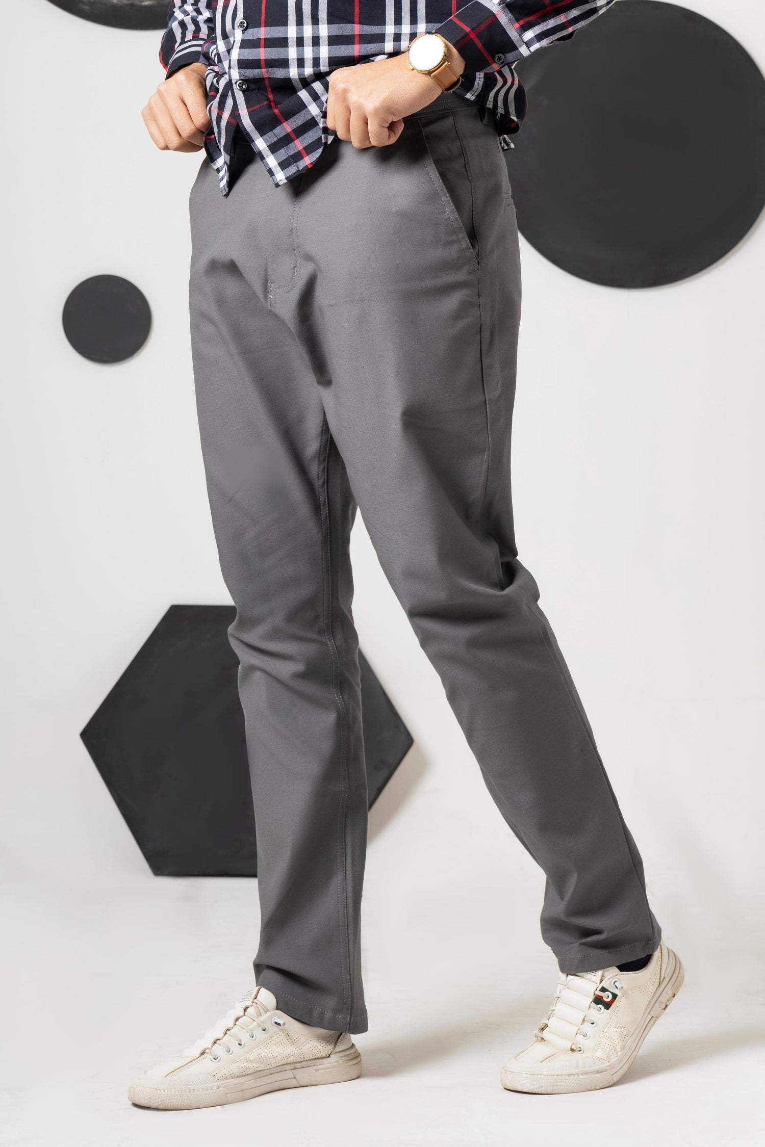 Steel Grey Cotton Pant Relax Fit