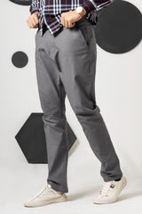 Steel Grey Cotton Pant Relax Fit