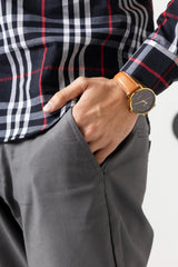 Steel Grey Cotton Pant Relax Fit