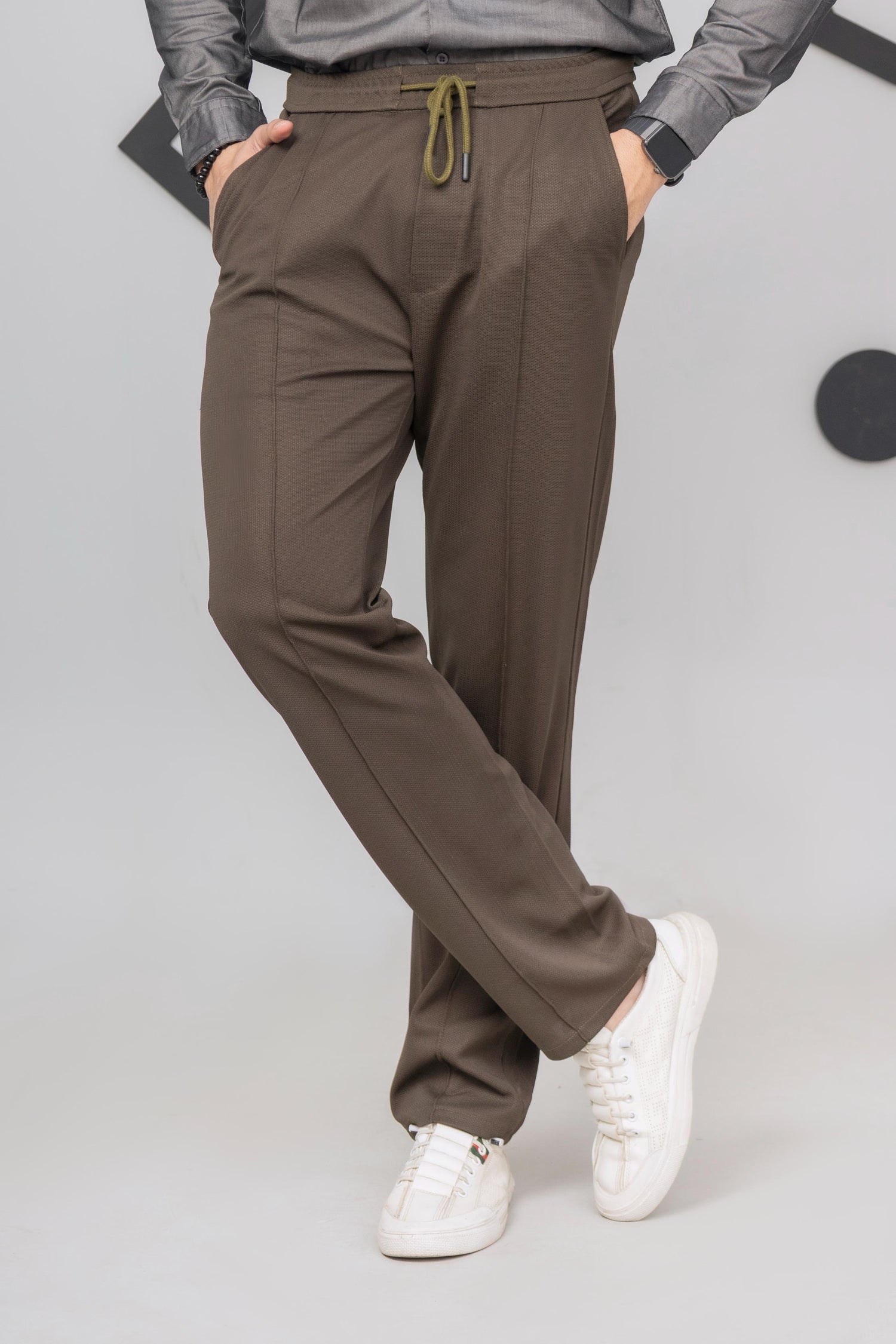 Brown Front Plated Trouser
