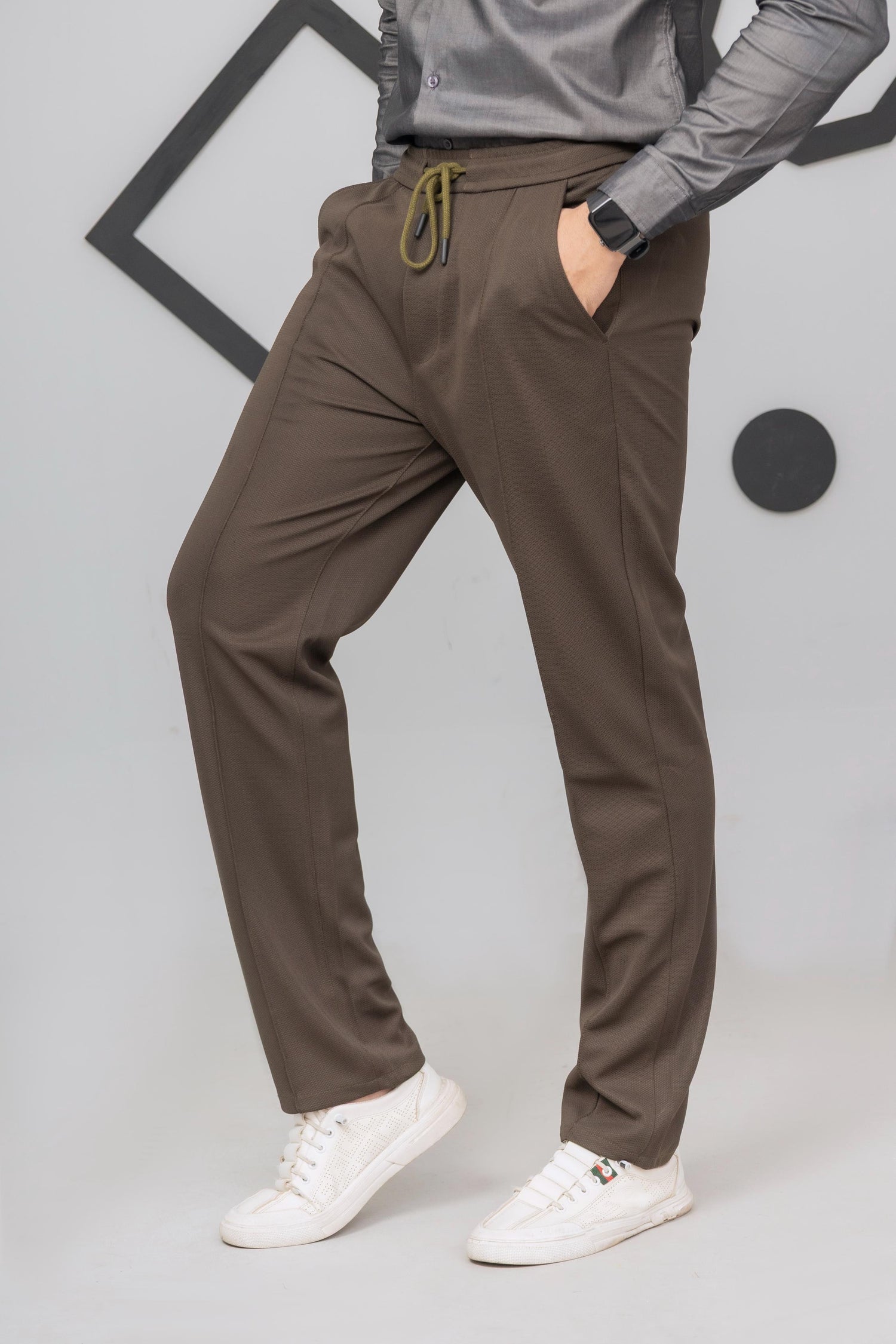 Brown Front Plated Trouser