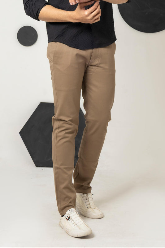 Bronze Brown Cotton Pant Regular Fit