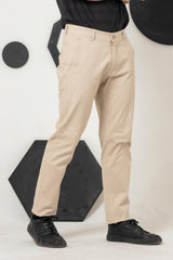 Beige Regular Fit Cotton Pant