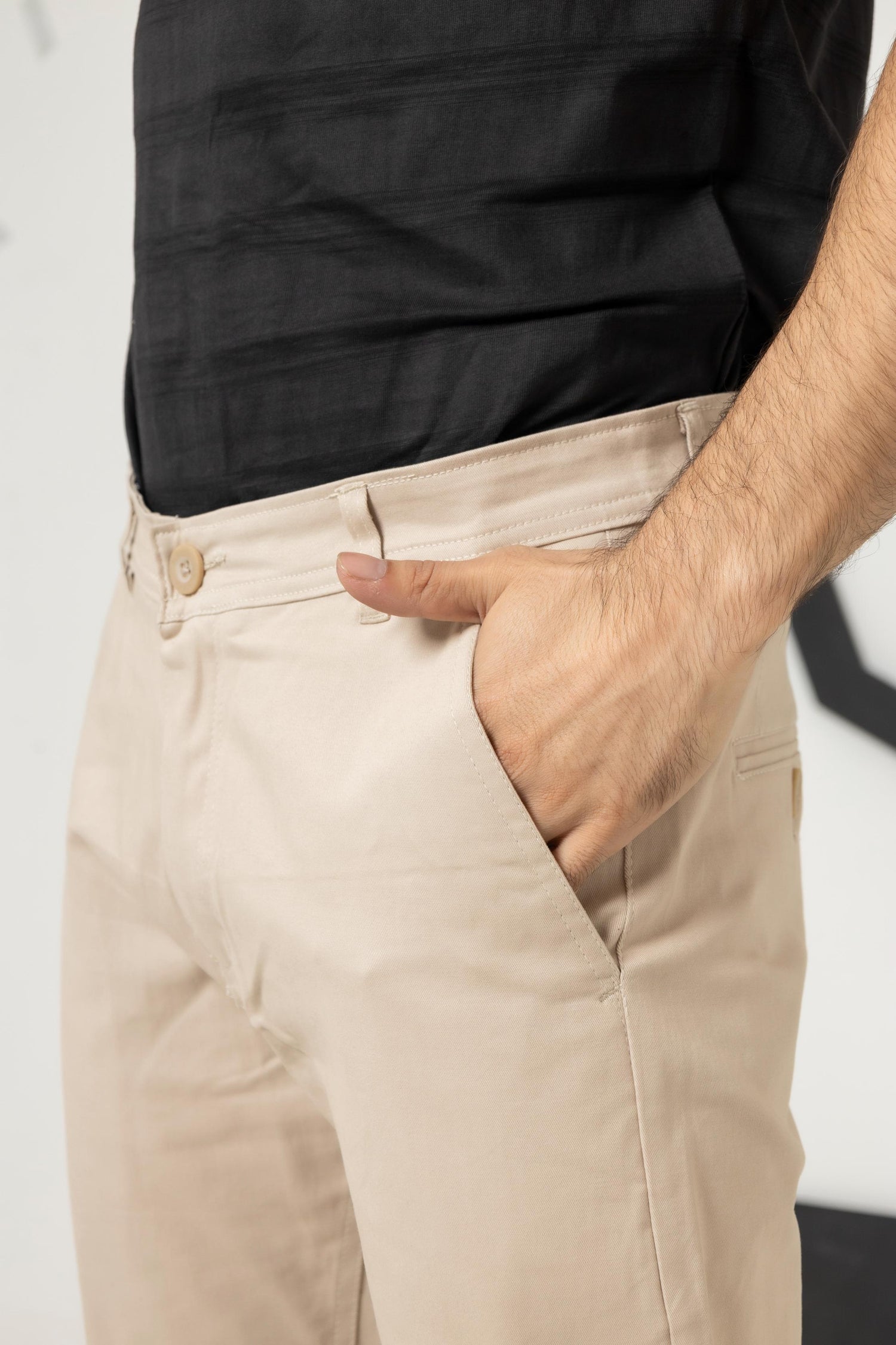 Beige Regular Fit Cotton Pant