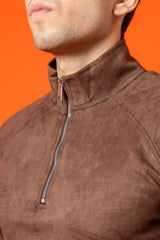 Citrine Choclate Imported Suede Scuba Shirt