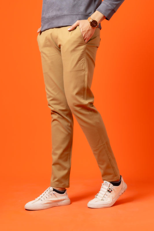 Golden Khaki Cotton Pant Regular Fit