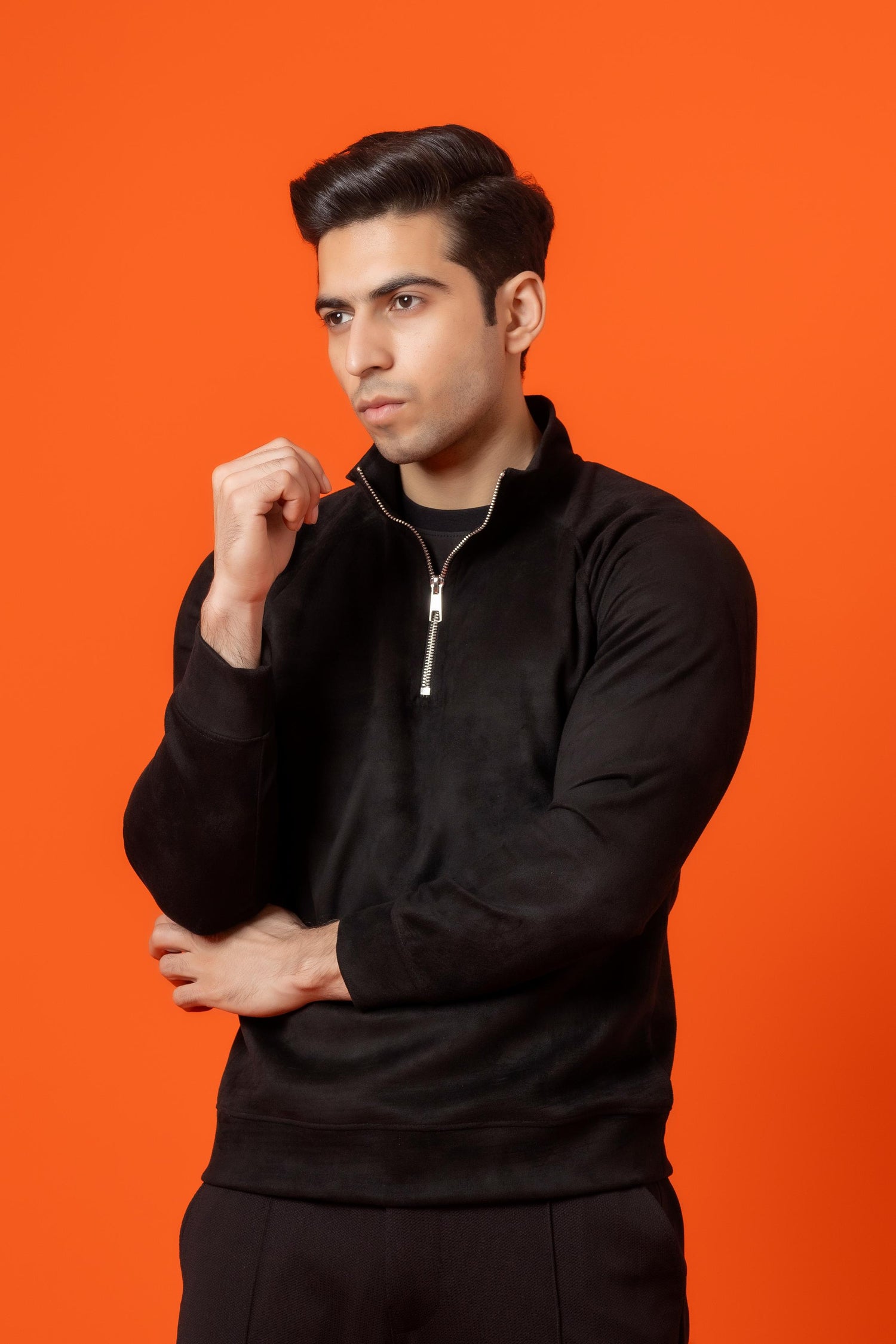 Onyx Black Imported Suede Scuba Shirt