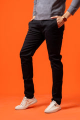 Carbon Black Regular Fit Cotton Pant