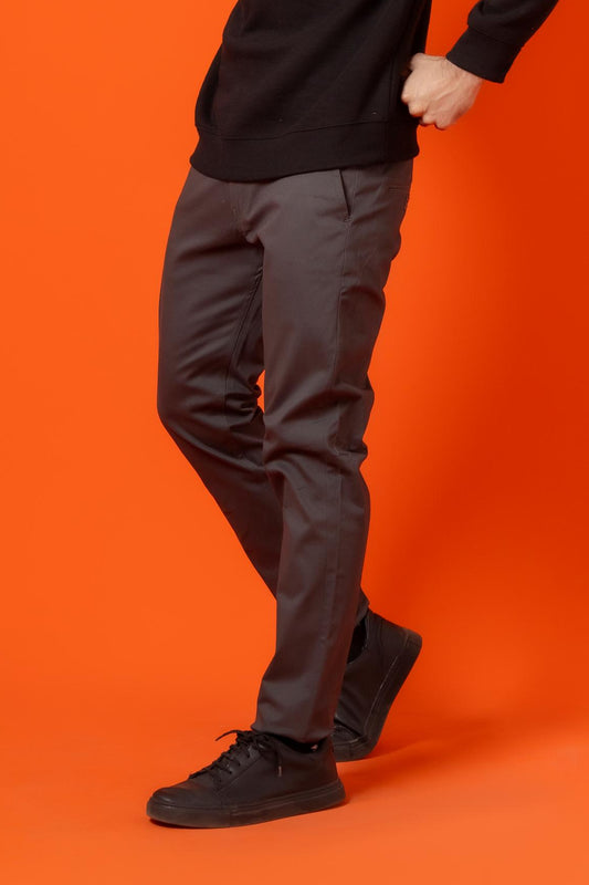 Charcoal Grey Cotton Pant Regular Fit