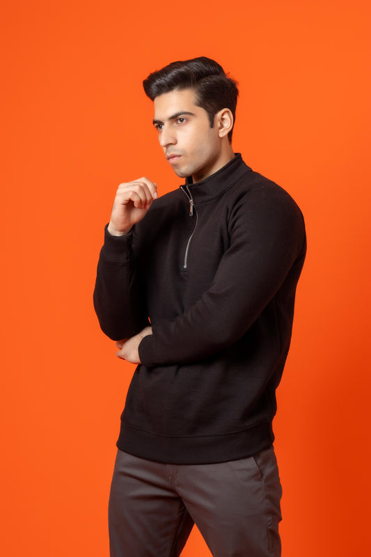 Black Panther Cotton Flees Zip Shirt