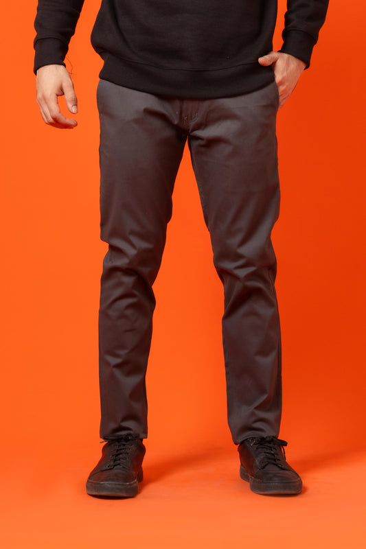 Charcoal Grey Cotton Pant Regular Fit