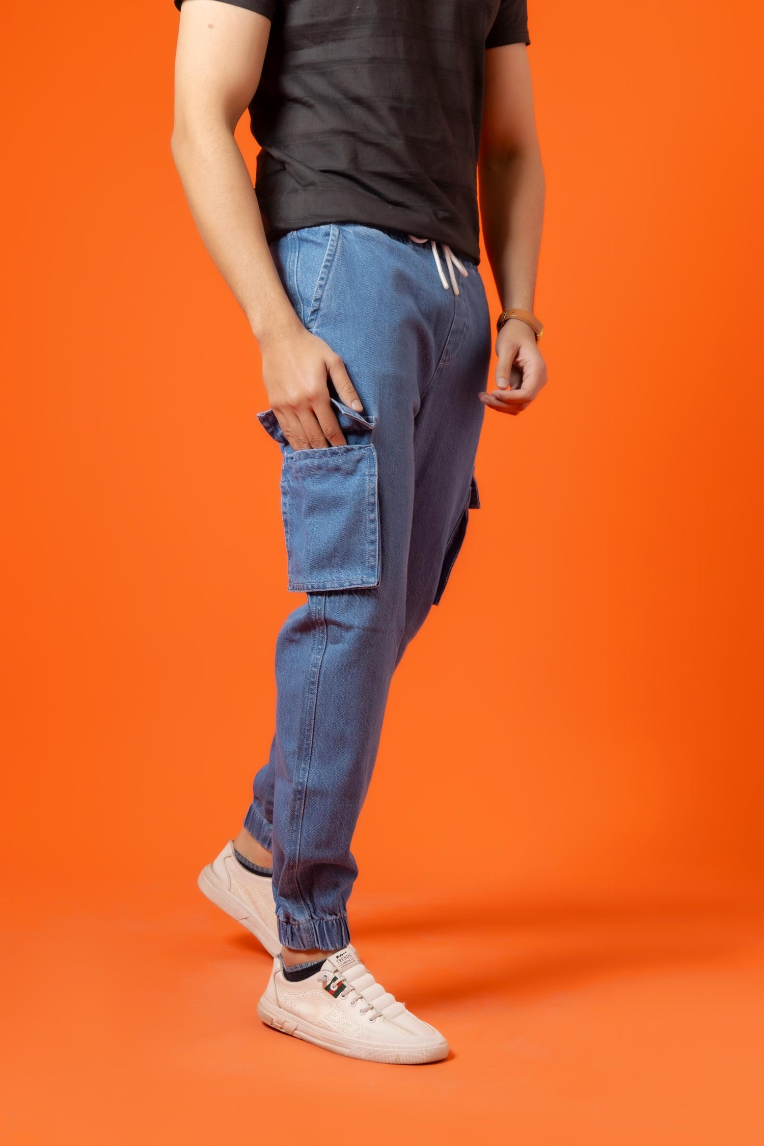 Light Blue Denim Relax Fit Cargo Pant