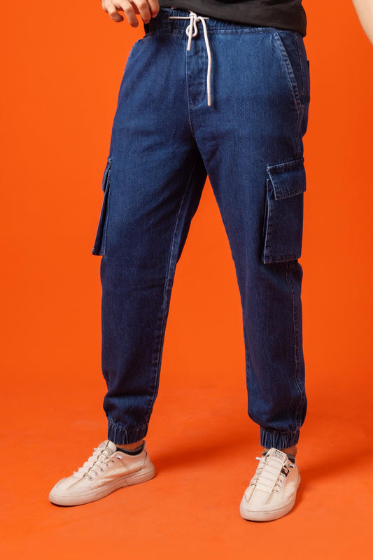 Blue Denim Relax Fit Cargo Pant