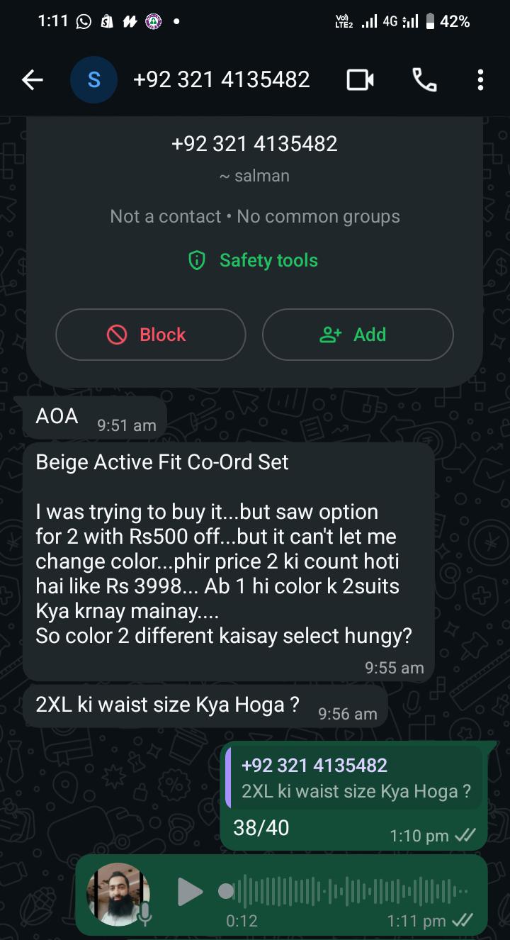 Customer WhatsApp review