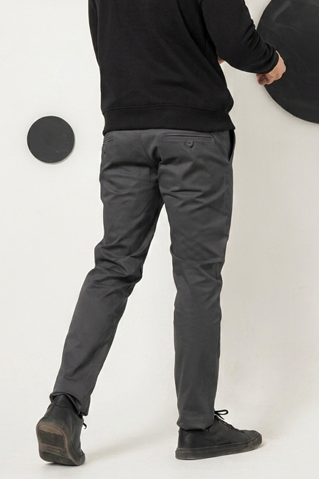 Charcoal Grey Cotton Pant Regular Fit