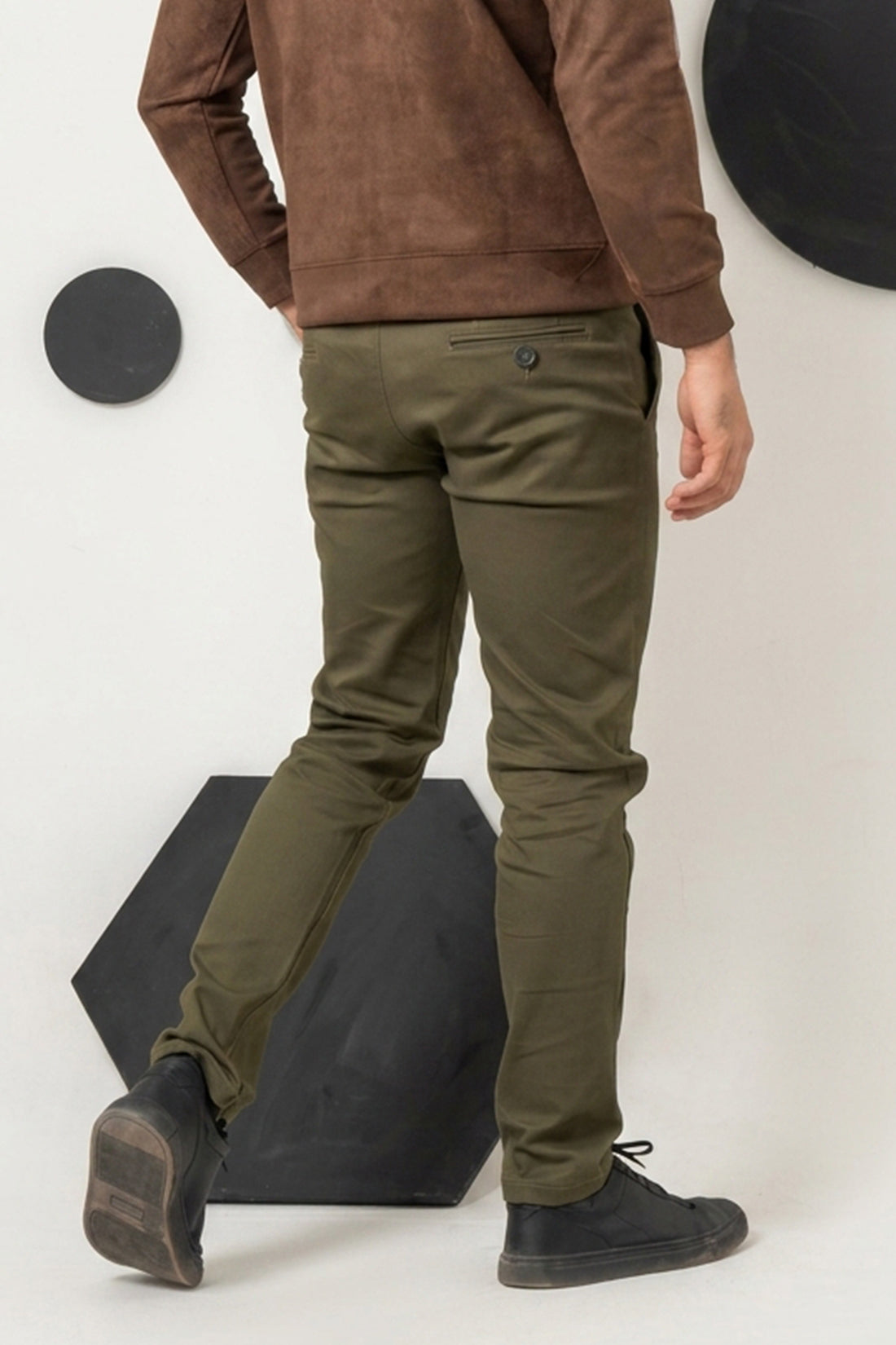 Peridot Green Cotton Pant Regular Fit