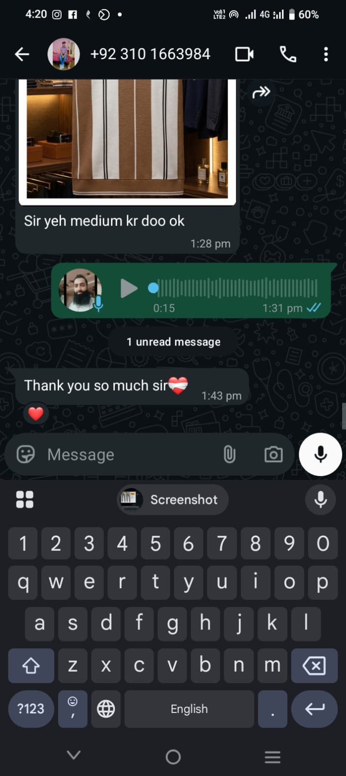 Customer WhatsApp review