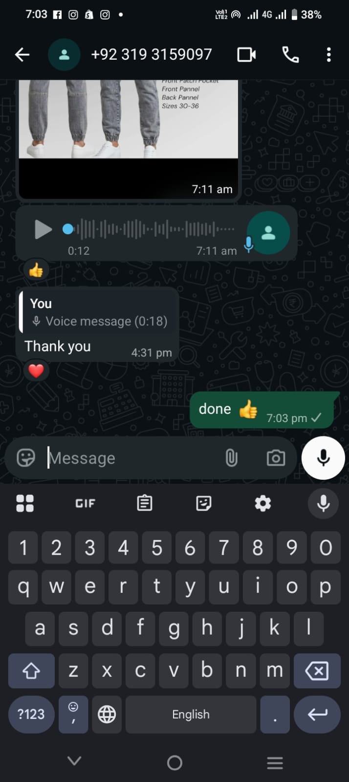 Customer WhatsApp review
