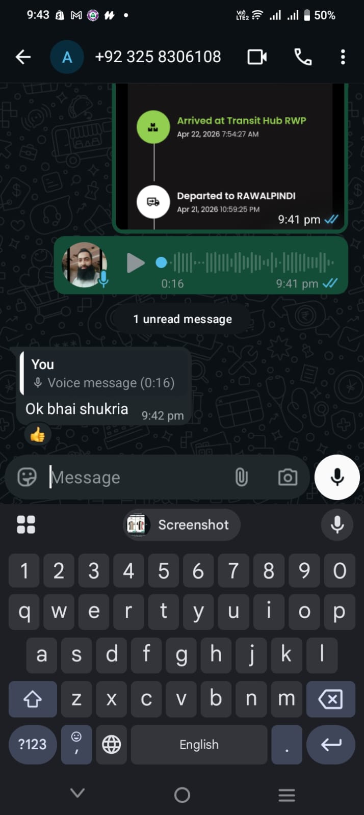 Customer WhatsApp review