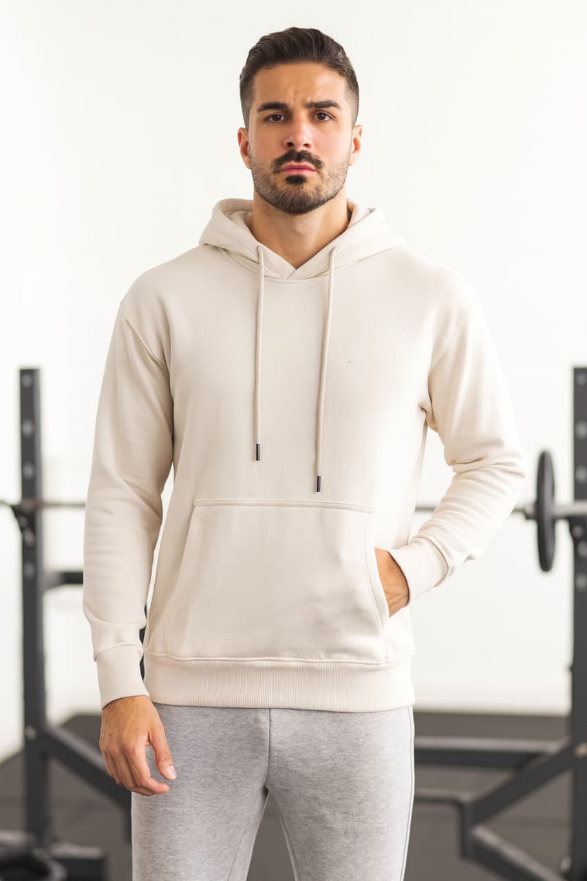 Beige Basic Hoodie for Men