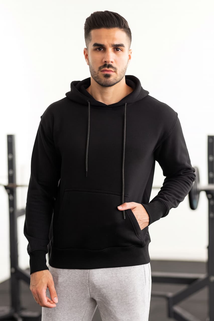 Black Basic Hoodie for Men