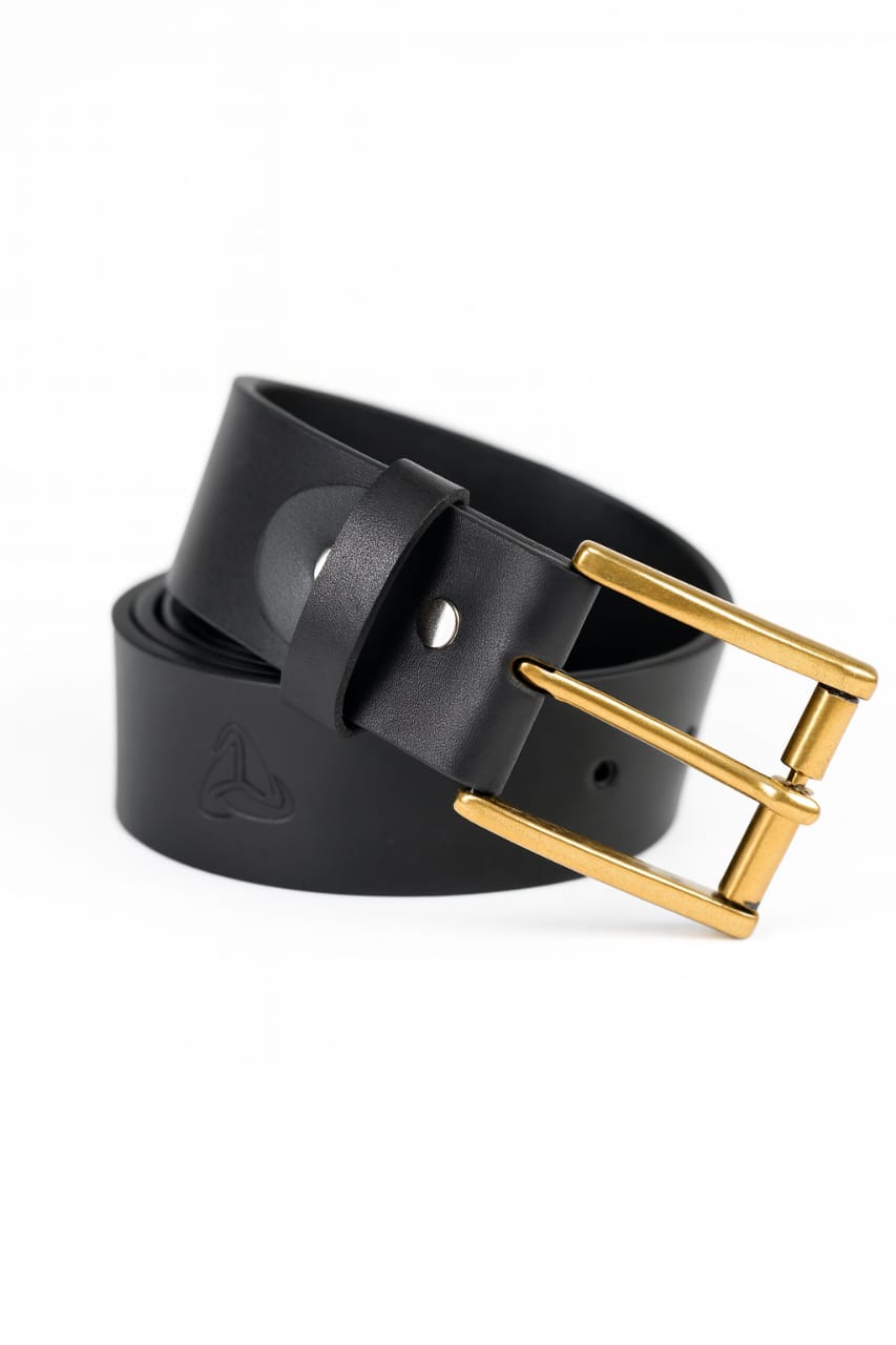 Phantom Black with Brass Buckle Genuine Lather Belt