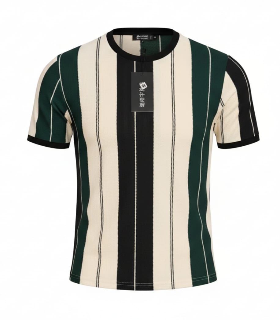 Black + Green Old Money Roundneck T-shirt