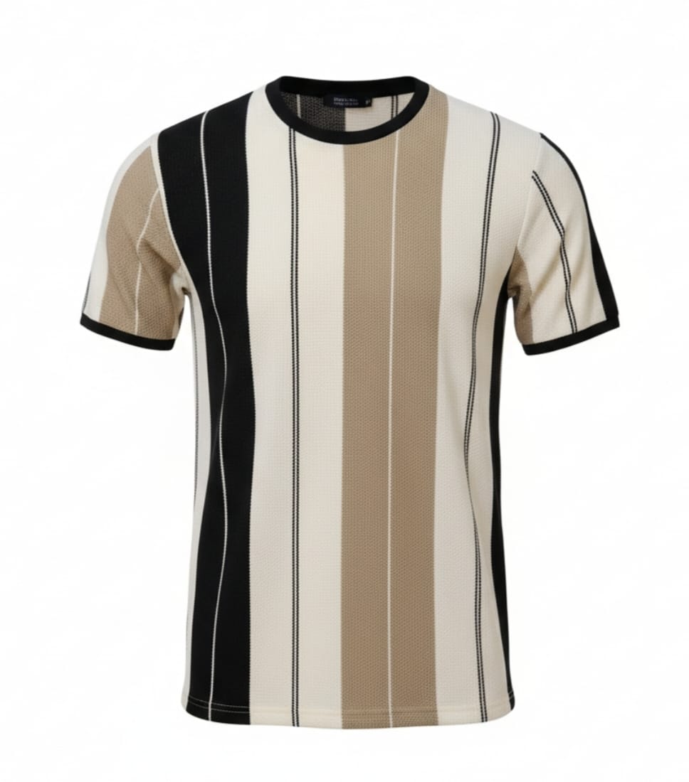 Black + Beige Old Money Roundneck T-shirt